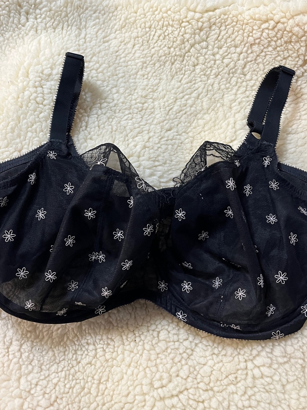 Cleo by Panache Blossom 10581 Black Floral Underwire Bra Approx 38H
